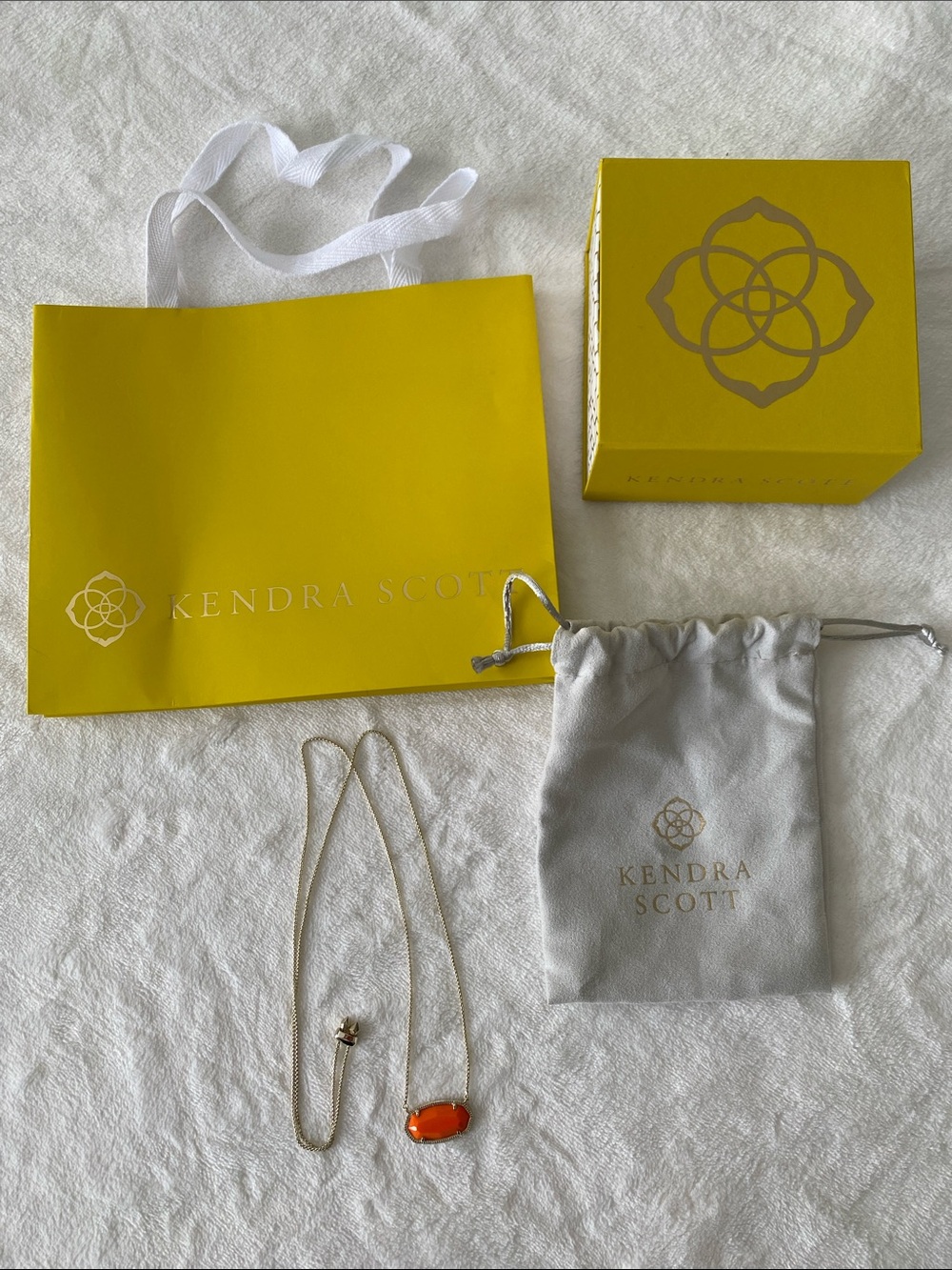 Kendra Scott Gold Chain Toggle Necklace with Orange Stone